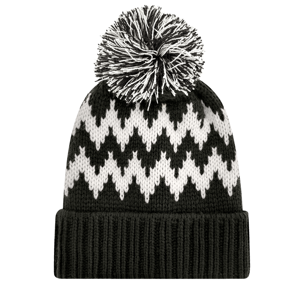 Zig Zag Cuff Beanie w/ Pom – L2 Brands Zig Zag Cuff Beanie w/ Pom – L2 Brands