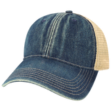 View large product image 1 of 5. Front angled view of Legacy Old Favorite Denim Trucker Hat