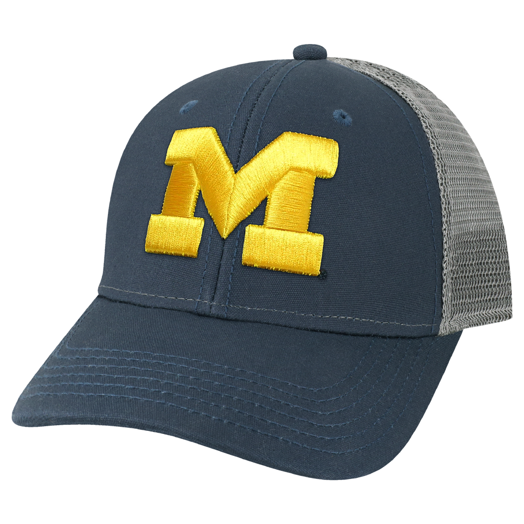 Michigan Wolverines Navy/Dark Grey Youth Lo-Pro Structured Snapback  Adjustable Trucker Hat