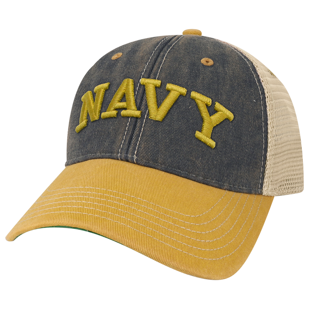 Navy Midshipmen OFA Navy Yellow Old Favorite Adjustable Trucker Hat