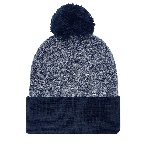 KNC03P Marled Pom Cuff Beanie