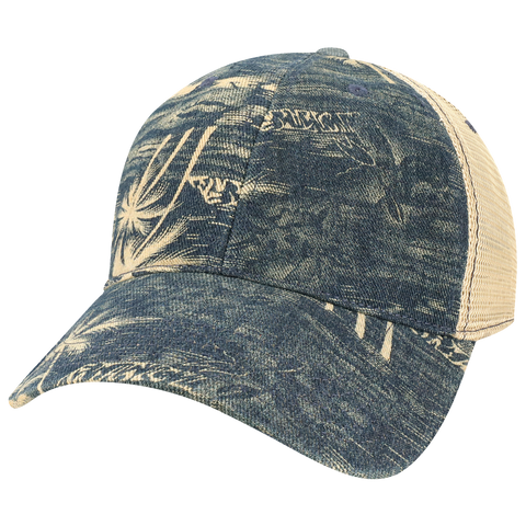 View large product image 1 of 5.  Front angled view of Legacy Old Favorite Pattern Trucker Hat