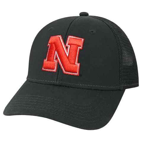 Nebraska Cornhuskers Black Youth Lo-Pro Structured Snapback Adjustable Trucker Hat