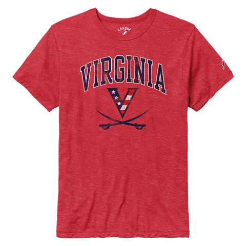 UVA Red, White, and Hoo Victory Falls Tee - Heather True Red