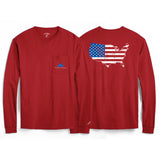 BT300 FOH Men's Red Long Sleeve Pocket Tee