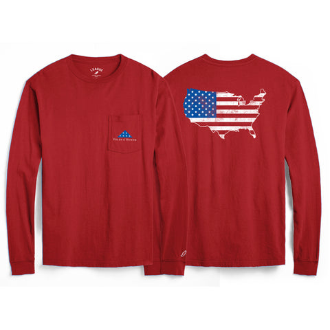 BT300 FOH Men's Red Long Sleeve Pocket Tee