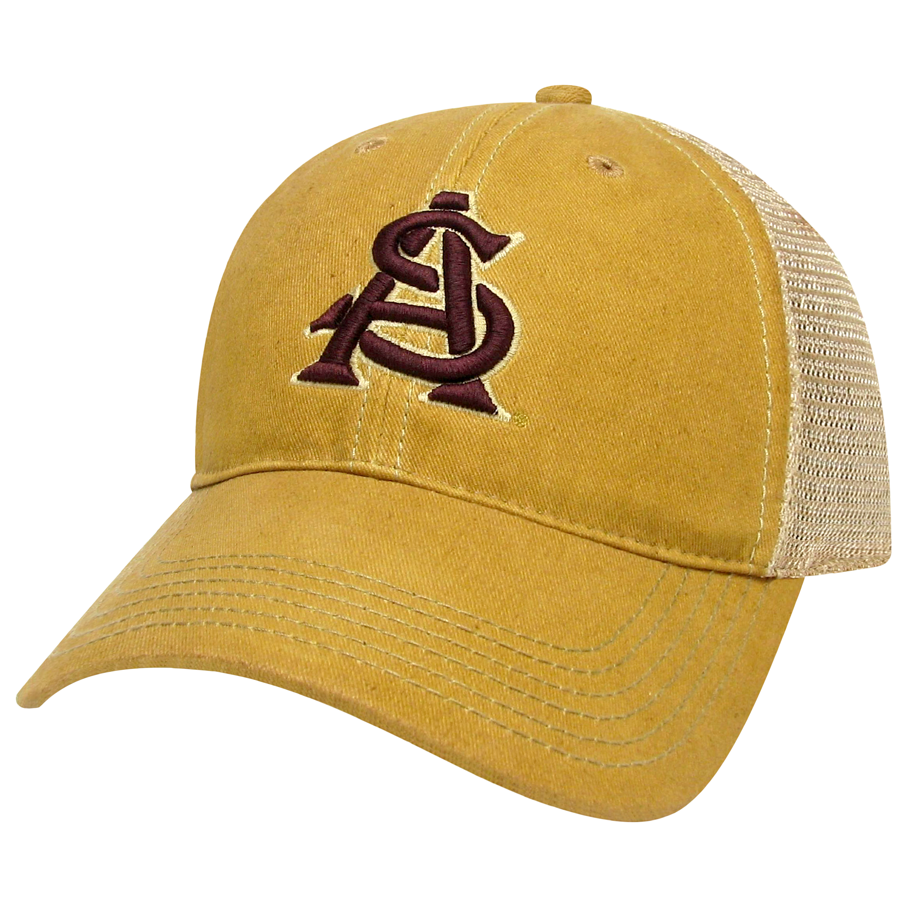 Yellow Retro EAT – Blue Canvas Cap – Sand & Flag