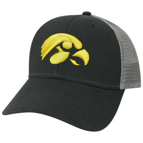 Iowa Hawkeyes Black/Dark Grey Lo-Pro Snapback Adjustable Trucker Hat