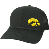 Iowa Hawkeyes Black Mid-Pro Snapback Adjustable Trucker Hat