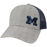 Michigan Wolverines Heather Grey/Navy Lo-Pro Snapback Adjustable Trucker Hat