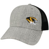 Missouri Tigers Heather Grey/Black Lo-Pro Snapback Adjustable Trucker Hat