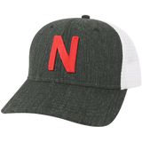 Nebraska Cornhuskers College Vault Melange Black/White Mid-Pro Snapback Adjustable Trucker Hat