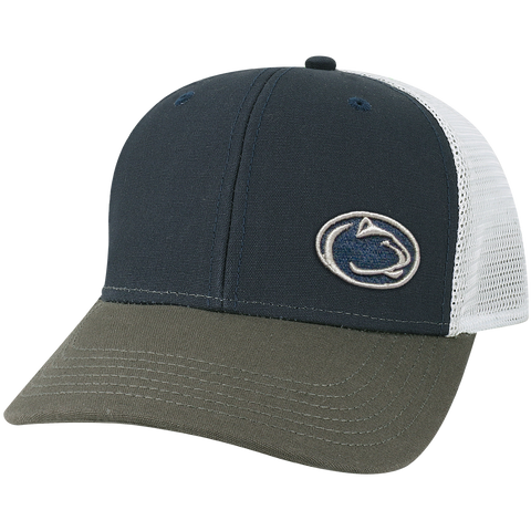 Penn State Nittany Lions Navy/Dark Grey/Silver Mid-Pro Snapback Adjustable Trucker Hat