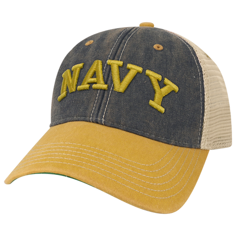 Navy Midshipmen OFA Navy/Yellow Old Favorite Adjustable Trucker Hat