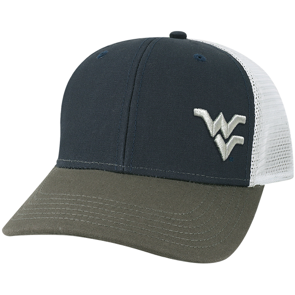 West Virginia Mountaineers Navy/Dark Grey/Silver Mid-Pro Snapback