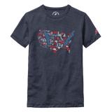 'Merica Map - 4th Of July Kids Victory Falls Tee